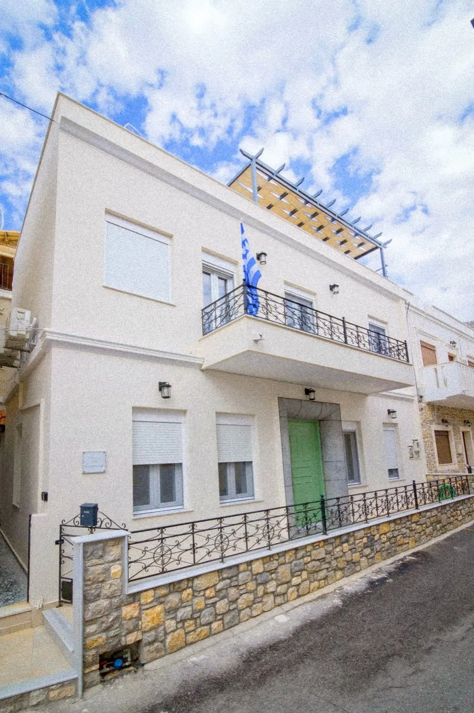 Whitewashed exterior of Villa St. George