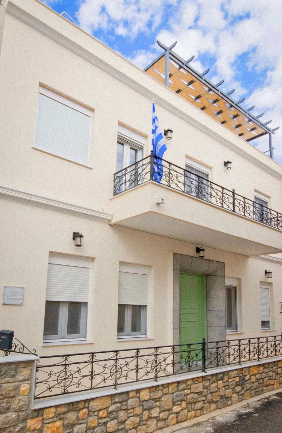 Whitewashed exterior of Villa St. George